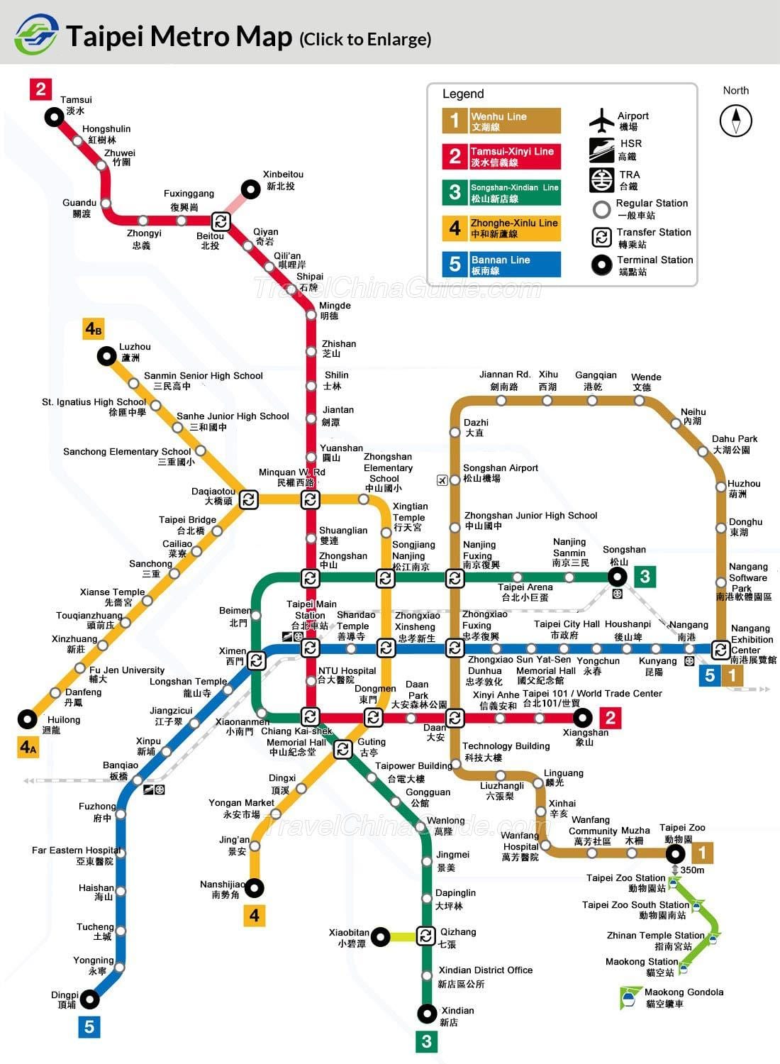 แผนที่ของไต้หวันรถไฟใต้ดิน
